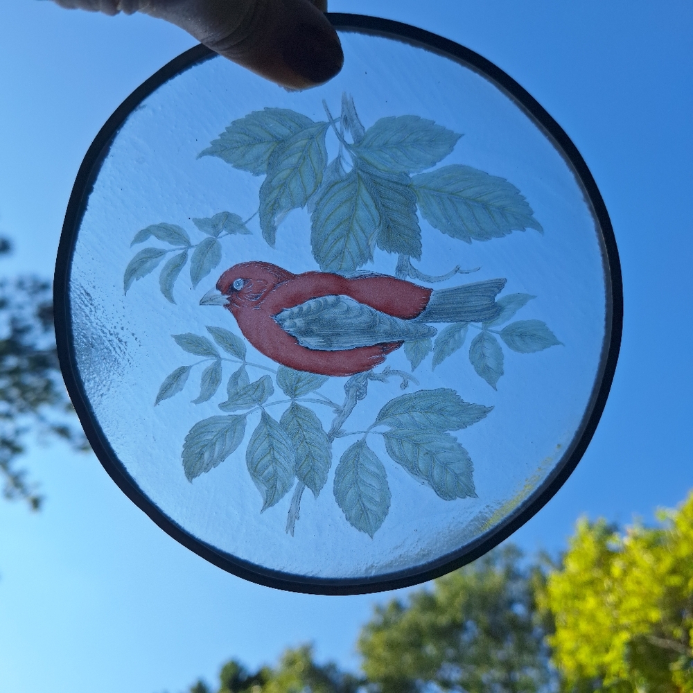 Red Bird Suncatcher Stocking Stuffers Bird Lover Gifts Glass Metal Wall Decor - Picture 6 of 16
